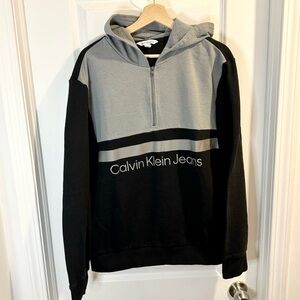 Calvin Klein Jeans Men's Zip-Up Sweater in Black and Gray Size XL